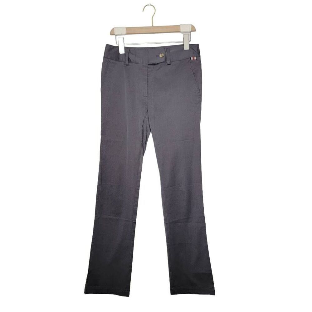 Burberry Women's Pants Size 4 Gray Cotton Trousers Designer Luxury Office Work